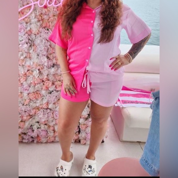 Pink Color Block PJ set - Picture 8 of 9